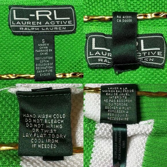 Lauren Ralph Lauren | Y2K Green White Striped Hoodie Sweater | Size Small - Picture 3 of 4